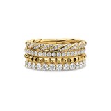 David Yurman Petite Pave Four Row Pyramid Ring In 18ct Yellow Gold With Diamonds, 8.6mm - Ring Size 7