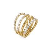David Yurman Petite Pave Four Row Pyramid Ring In 18ct Yellow Gold With Diamonds, 8.6mm - Ring Size 7