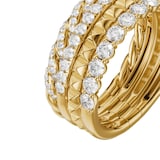 David Yurman Petite Pave Four Row Pyramid Ring In 18ct Yellow Gold With Diamonds, 8.6mm - Ring Size 7