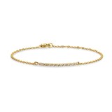 David Yurman Sculpted Cable Bar Chain Bracelet In 18ct Yellow Gold With Diamonds, 2mm