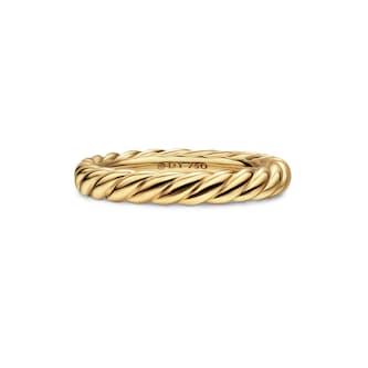 David Yurman DY Cable Band Ring In 18ct Yellow Gold, 3mm David Yurman DY Cable Band Ring In 18ct Yellow Gold, 3mm