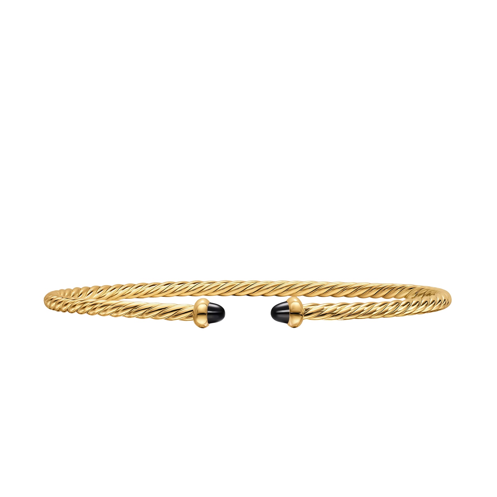 David Yurman Micro Cablespira® Flex Bracelet In 18ct Yellow Gold With Black Onyx, 2.6mm David Yurman Micro Cablespira® Flex Bracelet In 18ct Yellow Gold With Black Onyx, 2.6mm