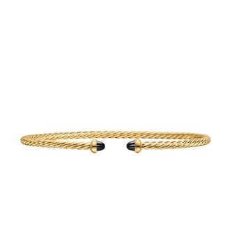 David Yurman Micro Cablespira® Flex Bracelet In 18ct Yellow Gold With Black Onyx, 2.6mm David Yurman Micro Cablespira® Flex Bracelet In 18ct Yellow Gold With Black Onyx, 2.6mm
