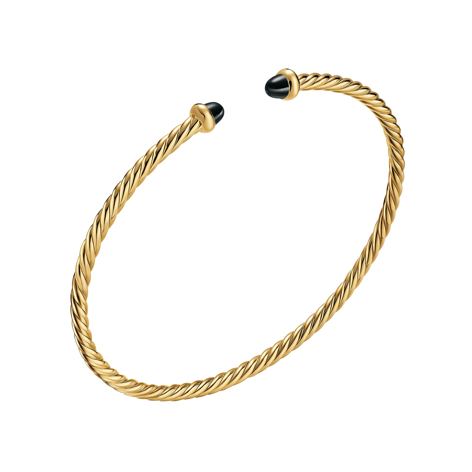 David Yurman Micro Cablespira® Flex Bracelet In 18ct Yellow Gold With Black Onyx, 2.6mm David Yurman Micro Cablespira® Flex Bracelet In 18ct Yellow Gold With Black Onyx, 2.6mm