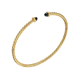 David Yurman Micro Cablespira® Flex Bracelet In 18ct Yellow Gold With Black Onyx, 2.6mm David Yurman Micro Cablespira® Flex Bracelet In 18ct Yellow Gold With Black Onyx, 2.6mm