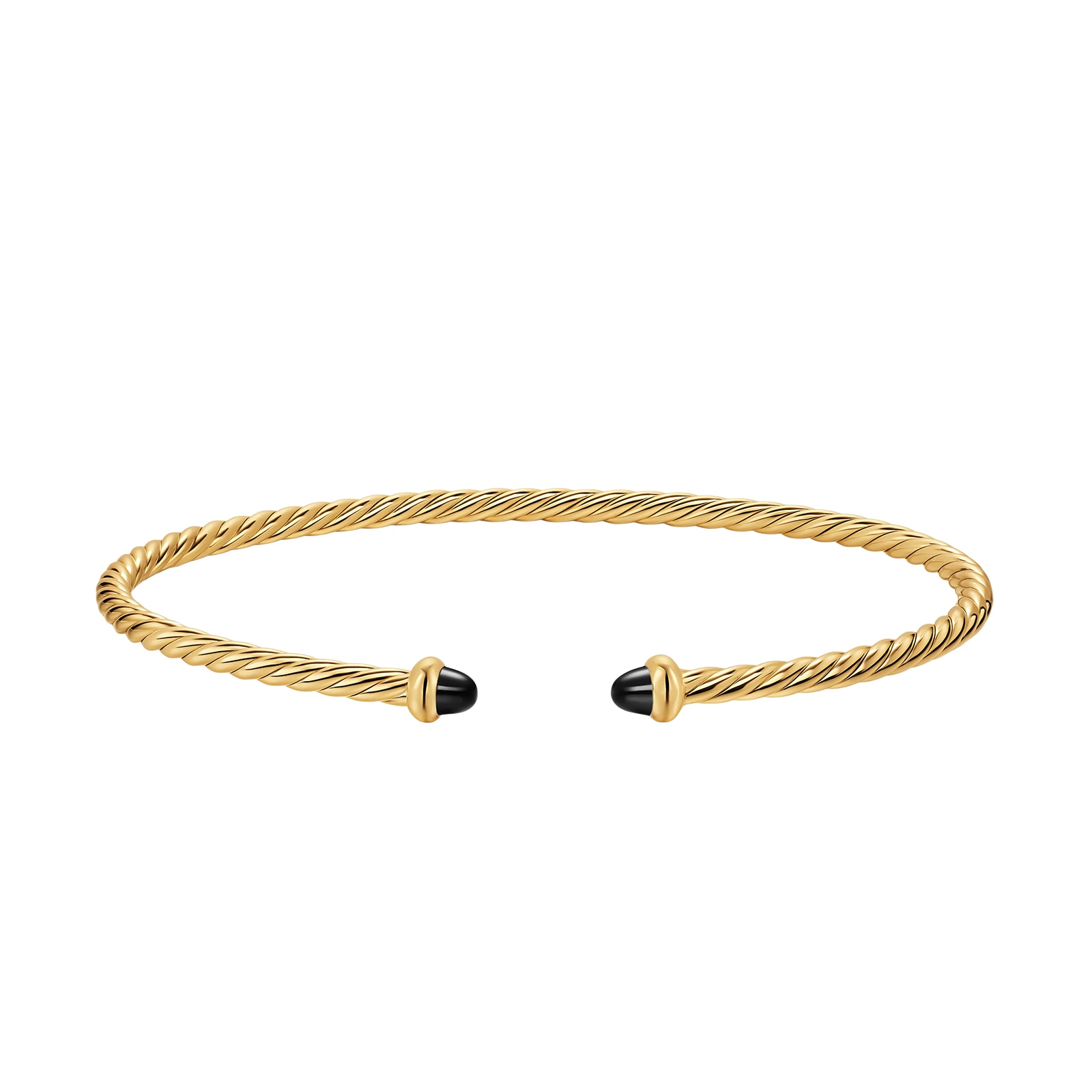 David Yurman Micro Cablespira® Flex Bracelet In 18ct Yellow Gold With Black Onyx, 2.6mm David Yurman Micro Cablespira® Flex Bracelet In 18ct Yellow Gold With Black Onyx, 2.6mm