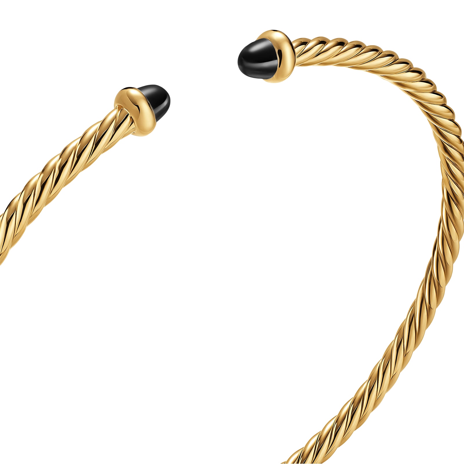 David Yurman Micro Cablespira® Flex Bracelet In 18ct Yellow Gold With Black Onyx, 2.6mm David Yurman Micro Cablespira® Flex Bracelet In 18ct Yellow Gold With Black Onyx, 2.6mm