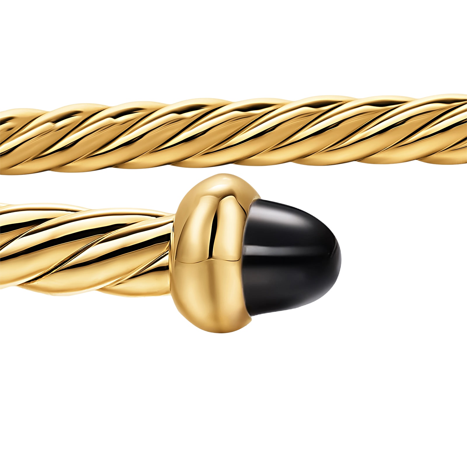 David Yurman Micro Cablespira® Flex Bracelet In 18ct Yellow Gold With Black Onyx, 2.6mm David Yurman Micro Cablespira® Flex Bracelet In 18ct Yellow Gold With Black Onyx, 2.6mm