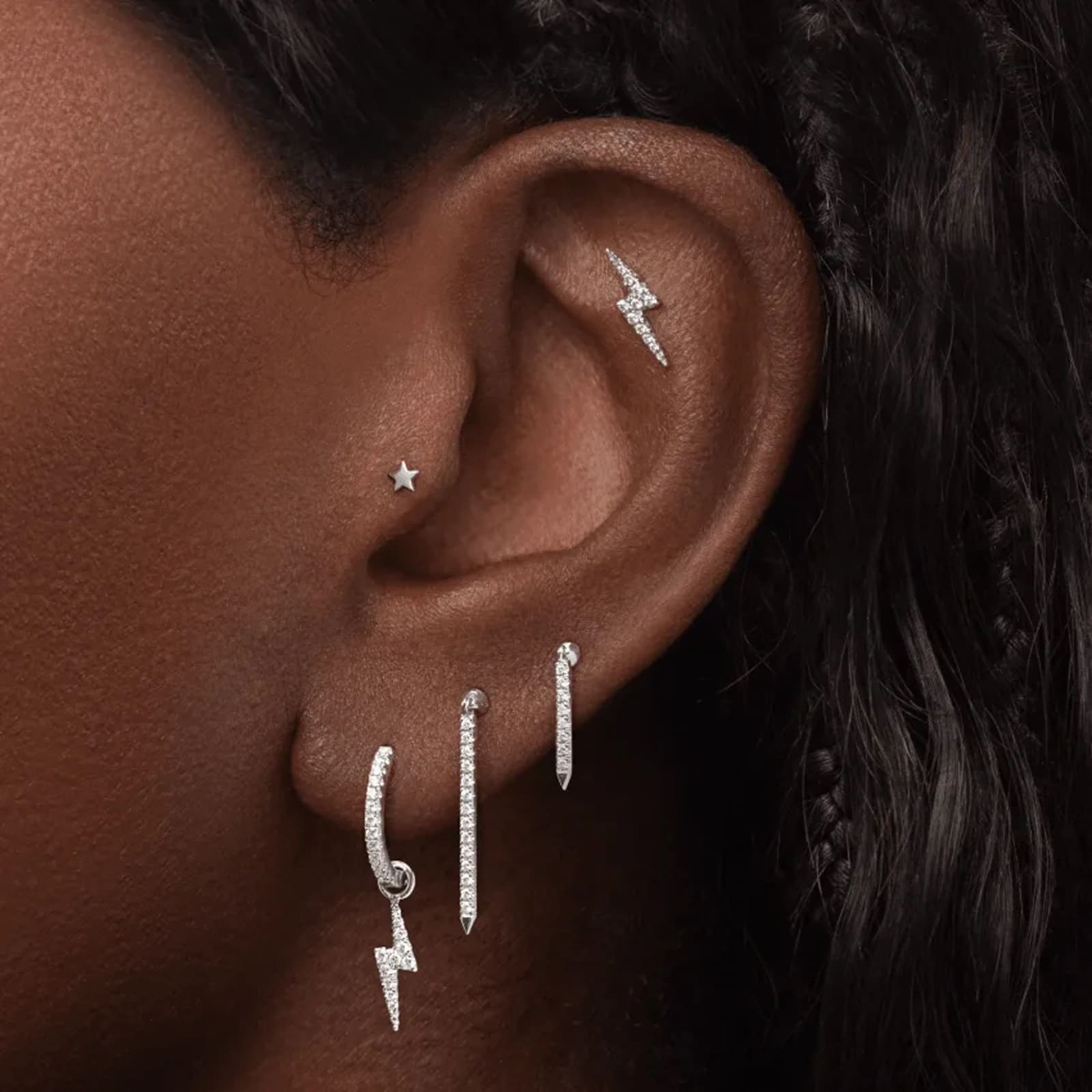 Maria Tash 18ct White Gold Diamond 0.04ct Lightning Bolt Earring Charm Maria Tash 18ct White Gold Diamond 0.04ct Lightning Bolt Earring Charm