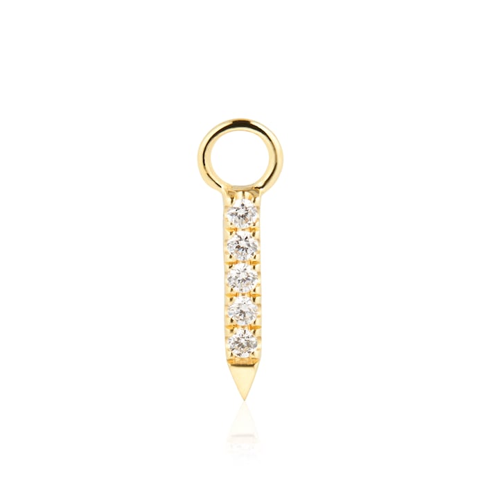 Maria Tash 18ct Yellow Gold 7mm Diamond 0.02ct Double Sided Bar Earring Charm