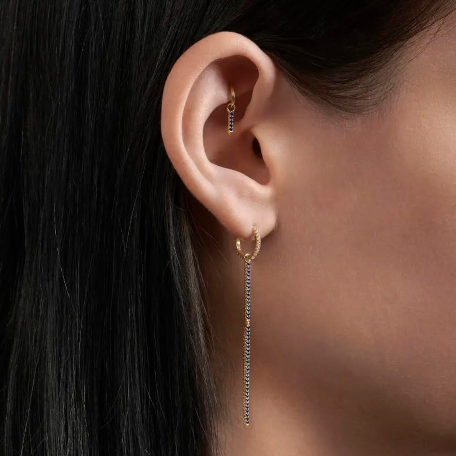 Maria Tash 18ct Yellow Gold 7mm Diamond 0.02ct Double Sided Bar Earring Charm Maria Tash 18ct Yellow Gold 7mm Diamond 0.02ct Double Sided Bar Earring Charm