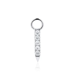 37910031 - 18ct White Gold 7mm Diamond 0.02ct Double Sided Bar Earring Charm