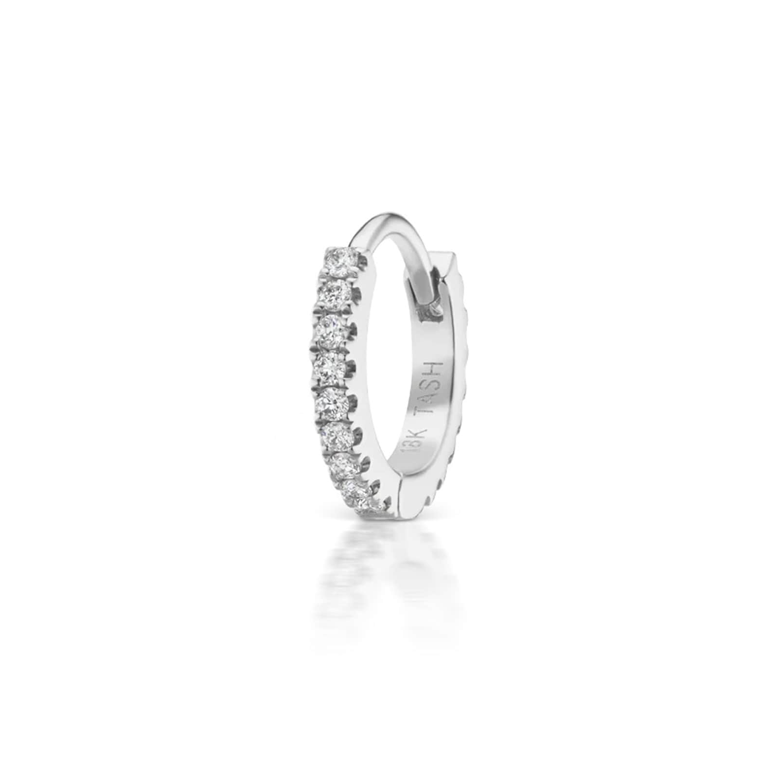 Maria Tash 18ct White Gold 6.5mm Diamond 0.08ct Eternity Single Hoop Earring