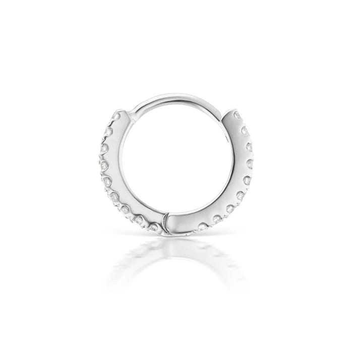 Maria Tash 18ct White Gold 6.5mm Diamond 0.08ct Eternity Single Hoop Earring