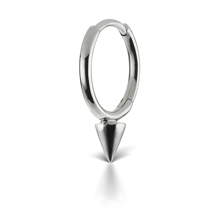 Maria Tash 14ct White Gold 8mm Short Spike Single Hoop Earring