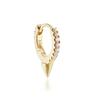 Maria Tash 18ct Yellow Gold 6.5mm Short Spike Diamond 0.07ct Single Hoop Earring