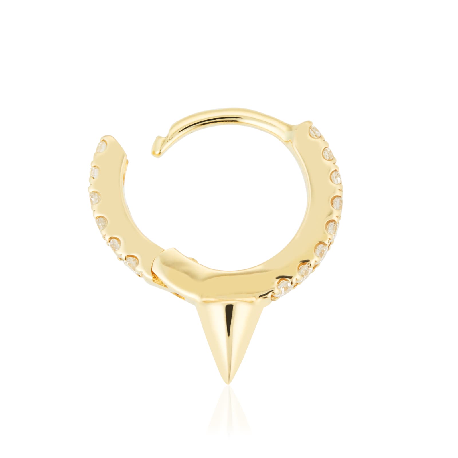 Maria Tash 18ct Yellow Gold 6.5mm Short Spike Diamond 0.07ct Single Hoop Earring