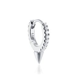 37910044 - 18ct White Gold 6.5mm Short Spike Diamond 0.07ct Single Hoop Earring