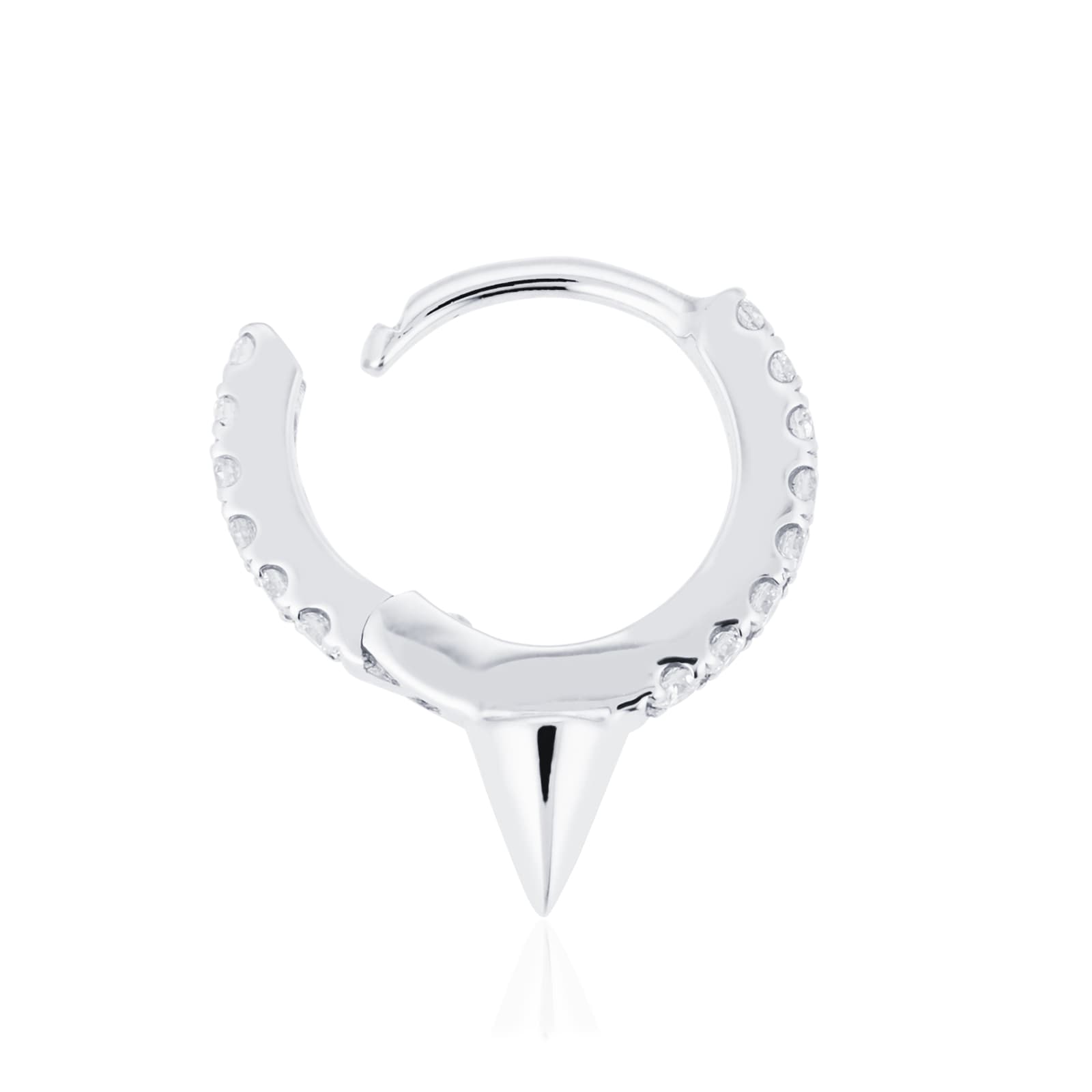 Maria Tash 18ct White Gold 6.5mm Short Spike Diamond 0.07ct Single Hoop Earring
