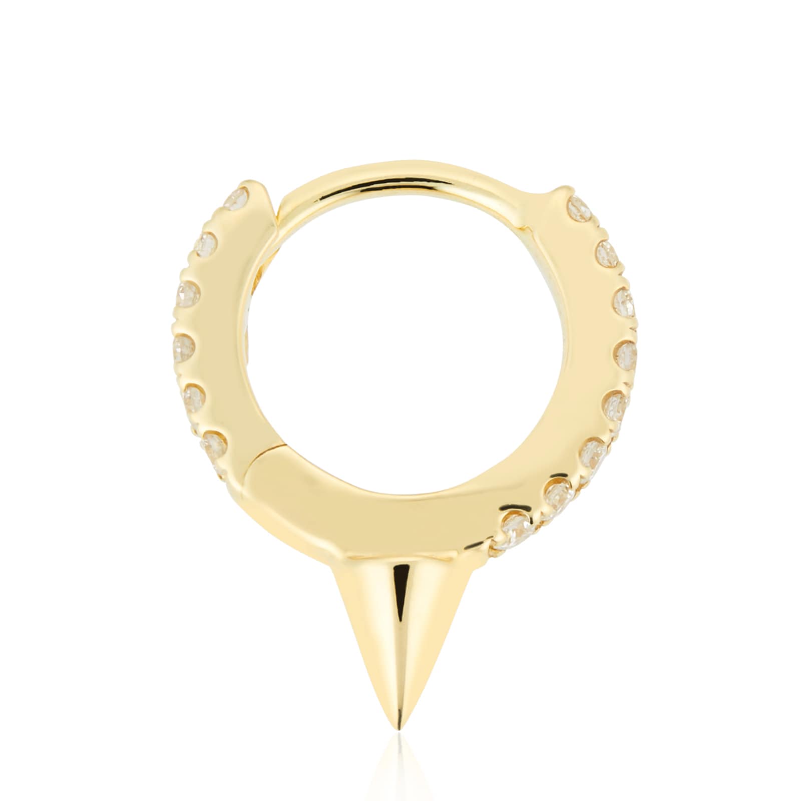Maria Tash 18ct Yellow Gold 8mm Short Spike Diamond 0.08ct Single Hoop Earring