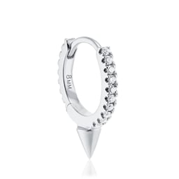 37910046 - 18ct White Gold 8mm Short Spike Diamond 0.08ct Single Hoop Earring