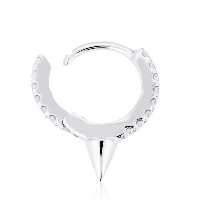 Maria Tash 18ct White Gold 8mm Short Spike Diamond 0.08ct Single Hoop Earring