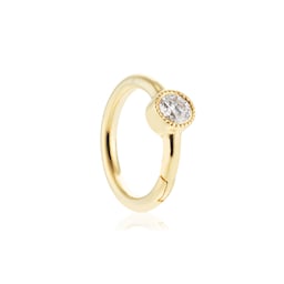 37910047 - 18ct Yellow Gold 6.5mm Scalloped Diamond 0.03ct Single Hoop Earring