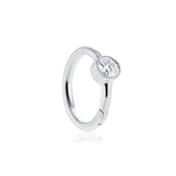 37910048 - 18ct White Gold 6.5mm Scalloped Diamond 0.03ct Single Hoop Earring