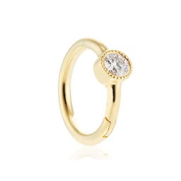 37910049 - 18ct Yellow Gold 8mm Scalloped Diamond 0.03ct Clicker Single Hoop Earring