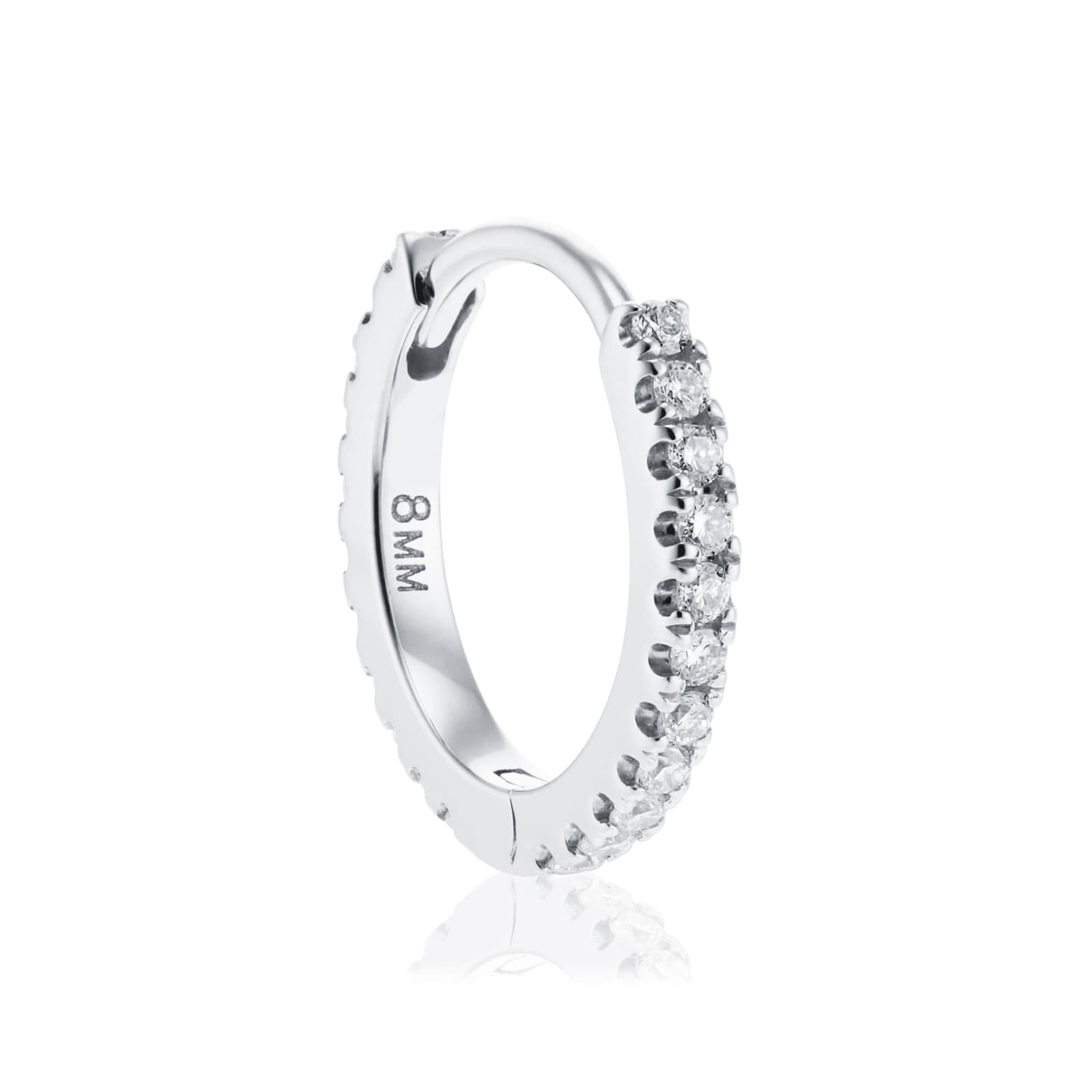 Maria Tash 18ct White Gold 8mm Diamond 0.10ct Eternity Single Hoop Earring