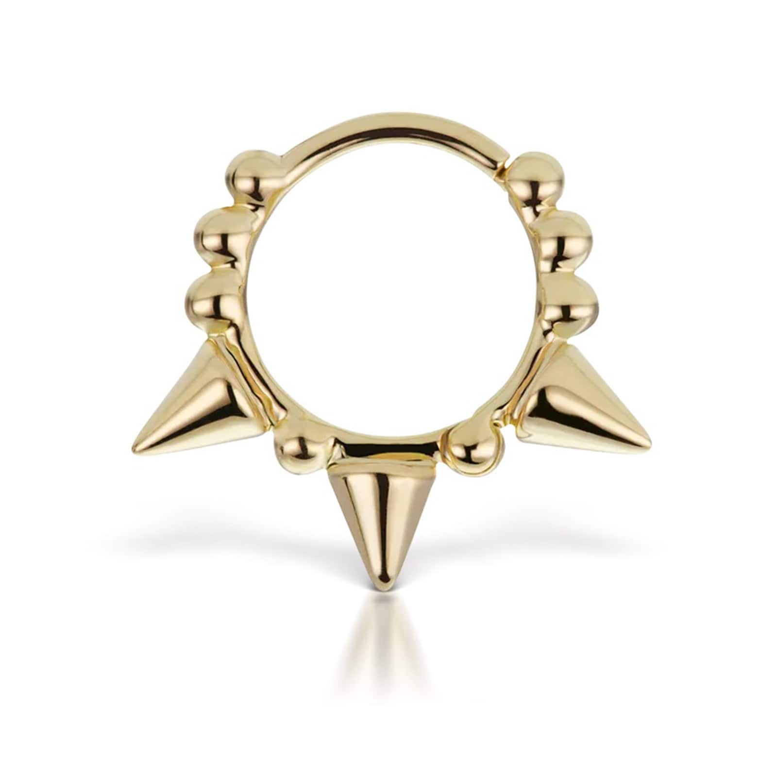 Maria Tash 14ct Yellow Gold 8mm Triple Short Spike Single Hoop Earring