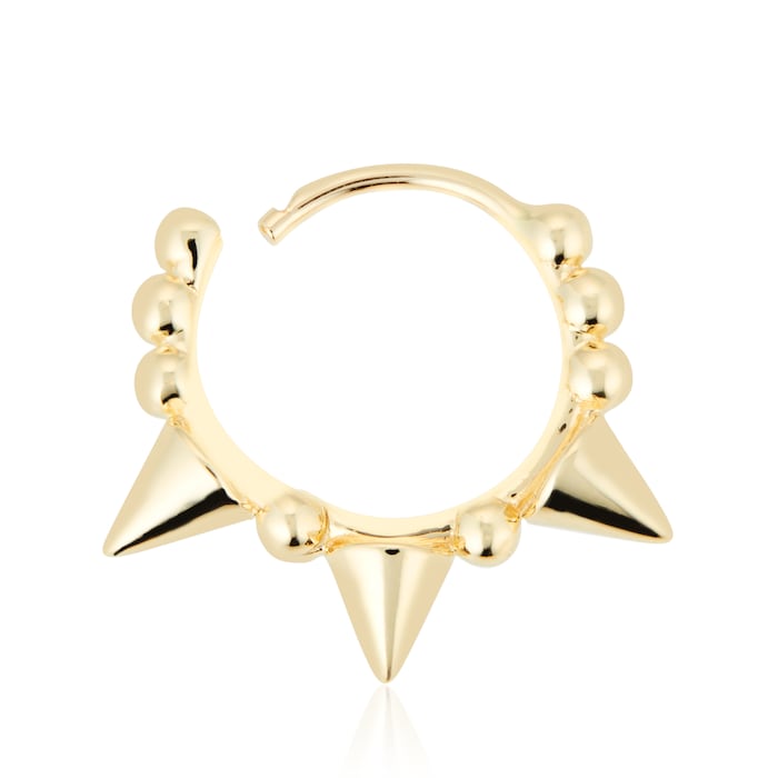 Maria Tash 14ct Yellow Gold 8mm Triple Short Spike Single Hoop Earring