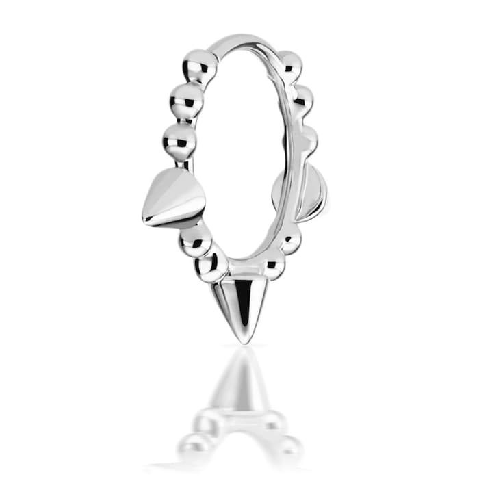 Maria Tash 14ct White Gold 8mm Triple Short Spike Single Hoop Earring