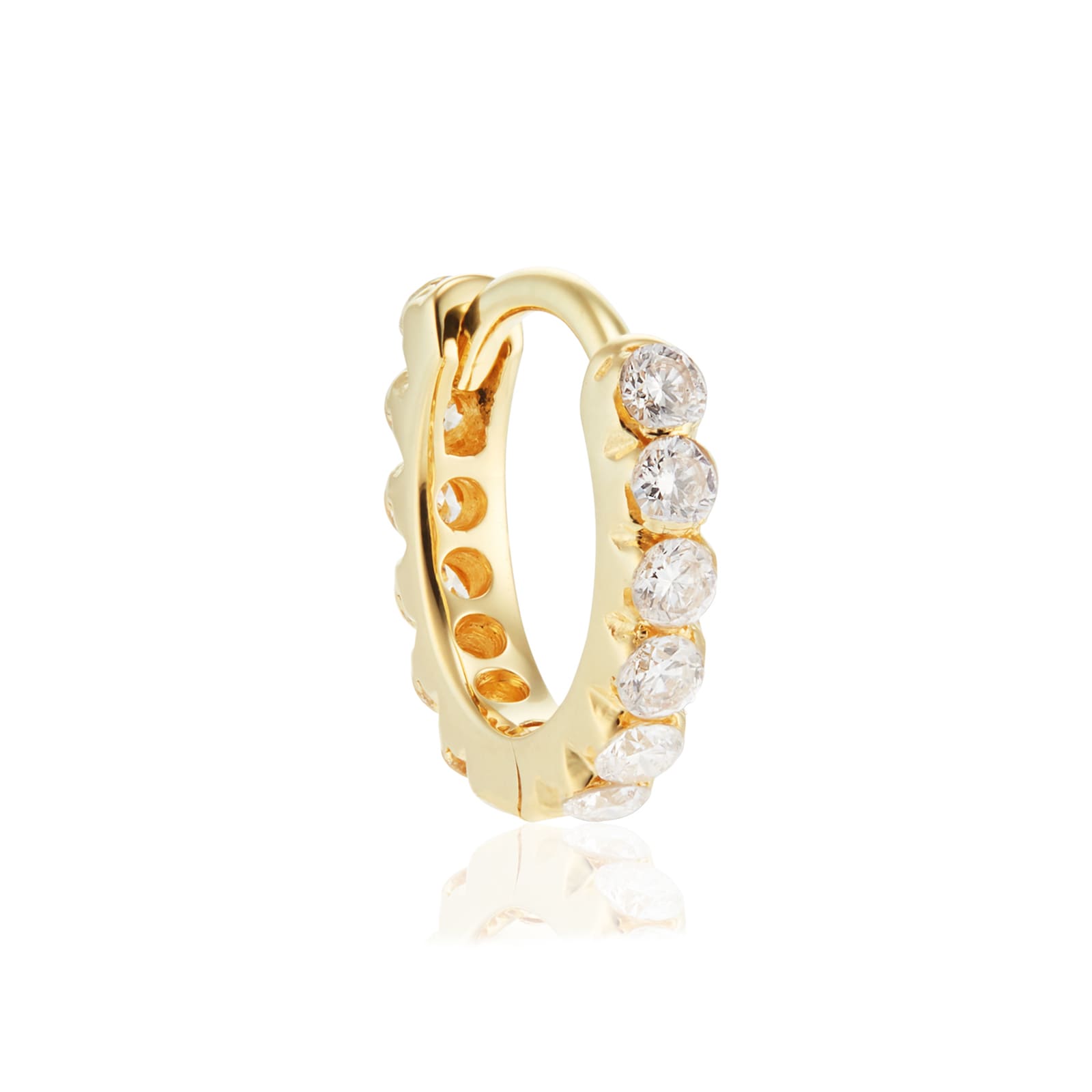 Maria Tash 18ct Yellow Gold 6.5mm Invisible Set Diamond 0.15ct Eternity Single Hoop Earring