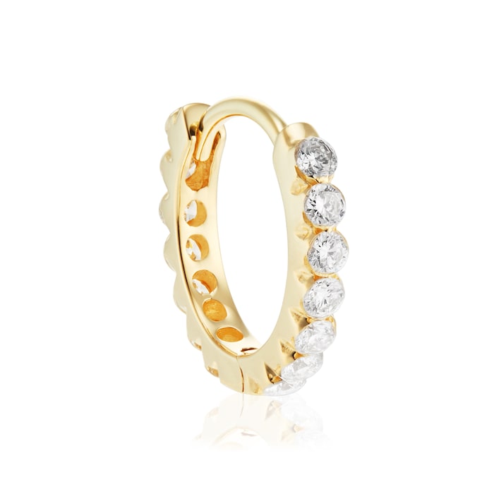 Maria Tash 18ct Yellow Gold 8mm Invisible Set Diamond 0.22ct Eternity Single Hoop Earring