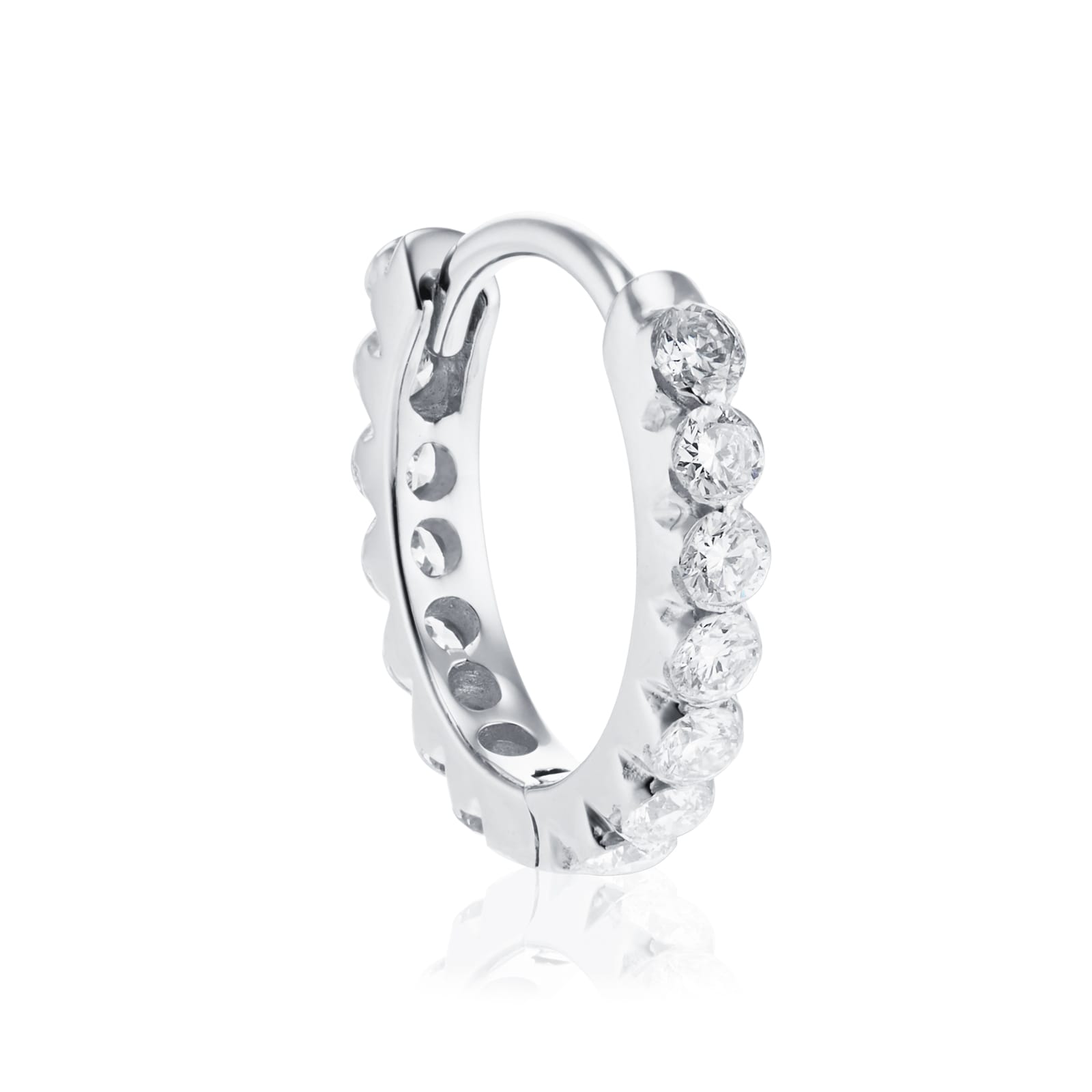 Maria Tash 18ct White Gold 8mm Invisible Set Diamond 0.22ct Eternity Single Hoop Earring