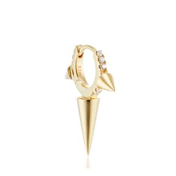 37910061 - 18ct Yellow Gold 6.5mm Triple Spike Diamond 0.05ct Single Hoop Earring