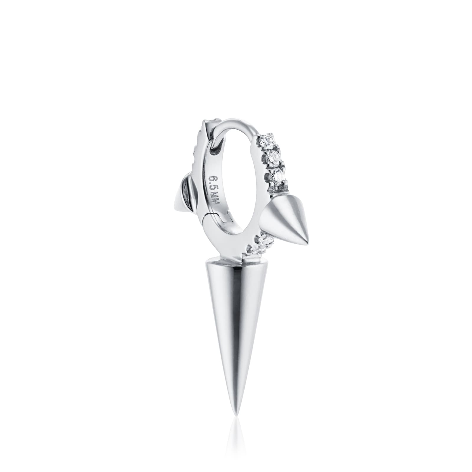 Maria Tash 18ct White Gold 6.5mm Triple Spike Diamond 0.05ct Single Hoop Earring Maria Tash 18ct White Gold 6.5mm Triple Spike Diamond 0.05ct Single Hoop Earring