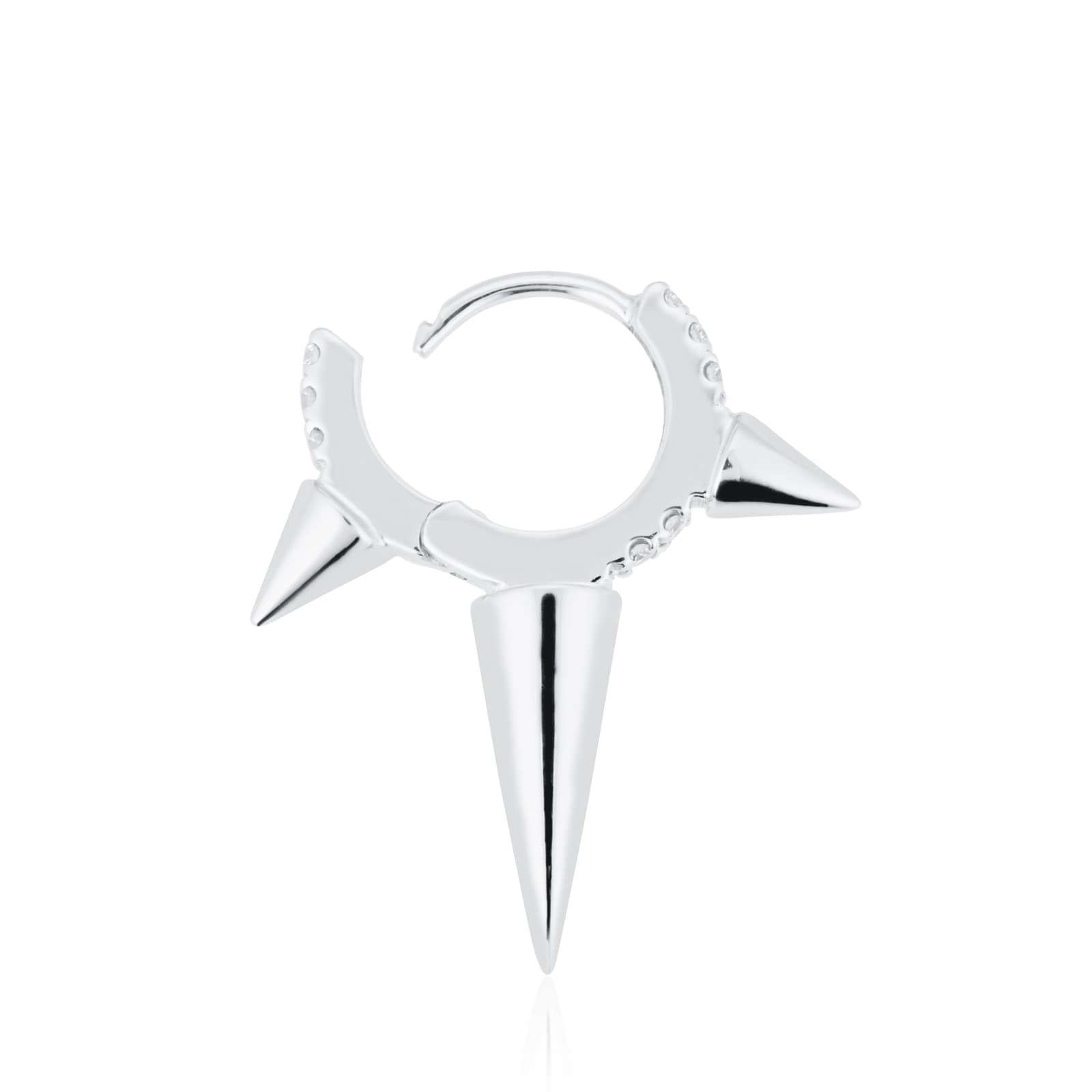 Maria Tash 18ct White Gold 6.5mm Triple Spike Diamond 0.05ct Single Hoop Earring Maria Tash 18ct White Gold 6.5mm Triple Spike Diamond 0.05ct Single Hoop Earring