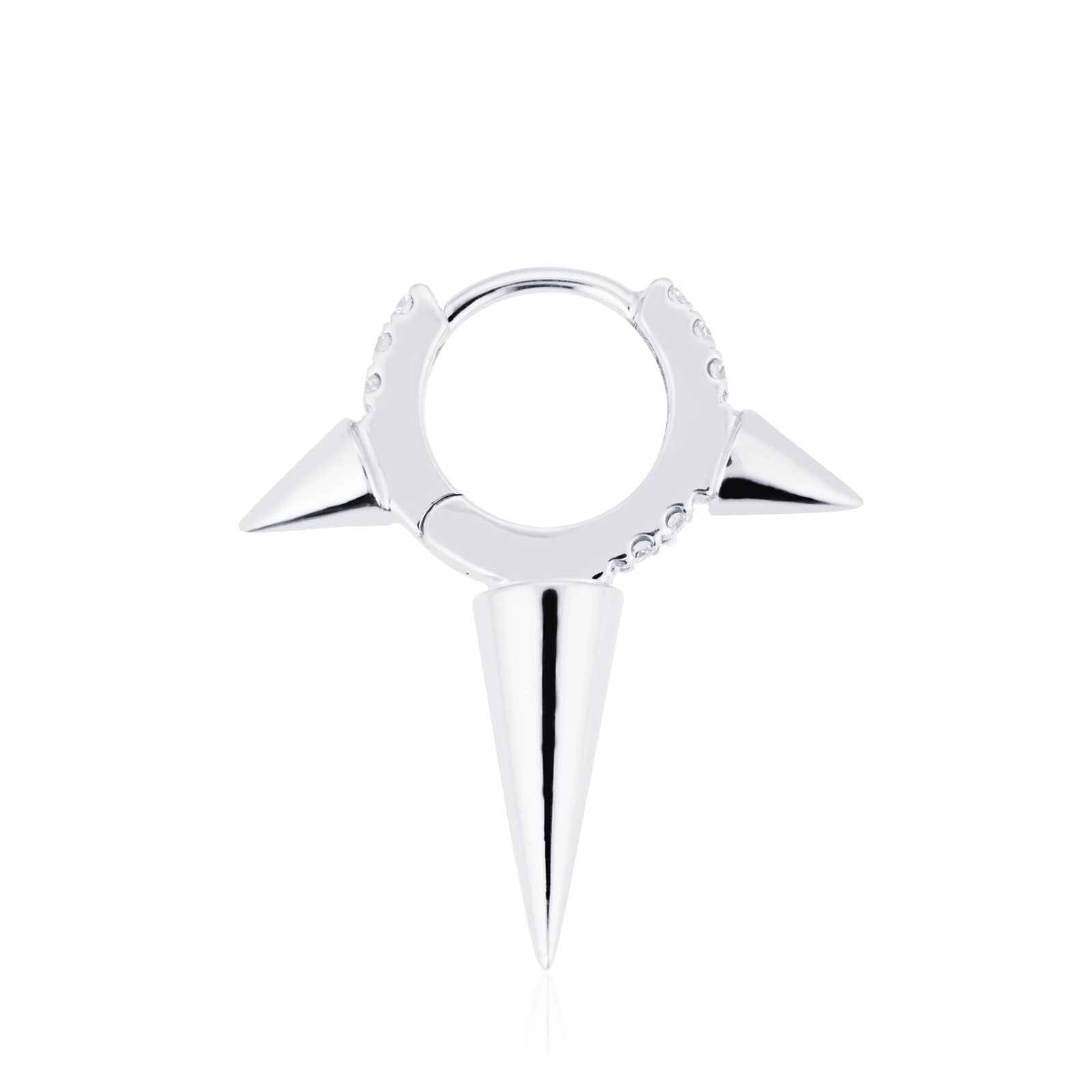 Maria Tash 18ct White Gold 6.5mm Triple Spike Diamond 0.05ct Single Hoop Earring Maria Tash 18ct White Gold 6.5mm Triple Spike Diamond 0.05ct Single Hoop Earring