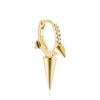 Maria Tash 18ct Yellow Gold 8mm Triple Spike Diamond 0.06ct Single Hoop Earring