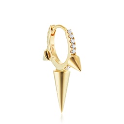 37910063 - 18ct Yellow Gold 8mm Triple Spike Diamond 0.06ct Single Hoop Earring