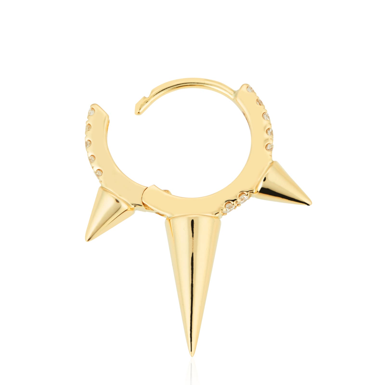Maria Tash 18ct Yellow Gold 8mm Triple Spike Diamond 0.06ct Single Hoop Earring Maria Tash 18ct Yellow Gold 8mm Triple Spike Diamond 0.06ct Single Hoop Earring
