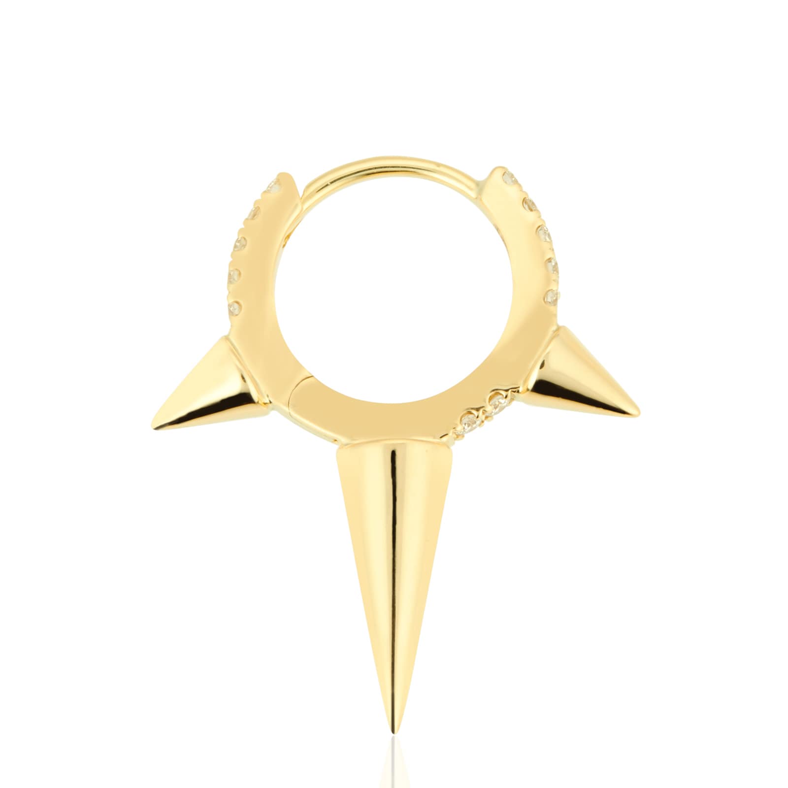 Maria Tash 18ct Yellow Gold 8mm Triple Spike Diamond 0.06ct Single Hoop Earring Maria Tash 18ct Yellow Gold 8mm Triple Spike Diamond 0.06ct Single Hoop Earring