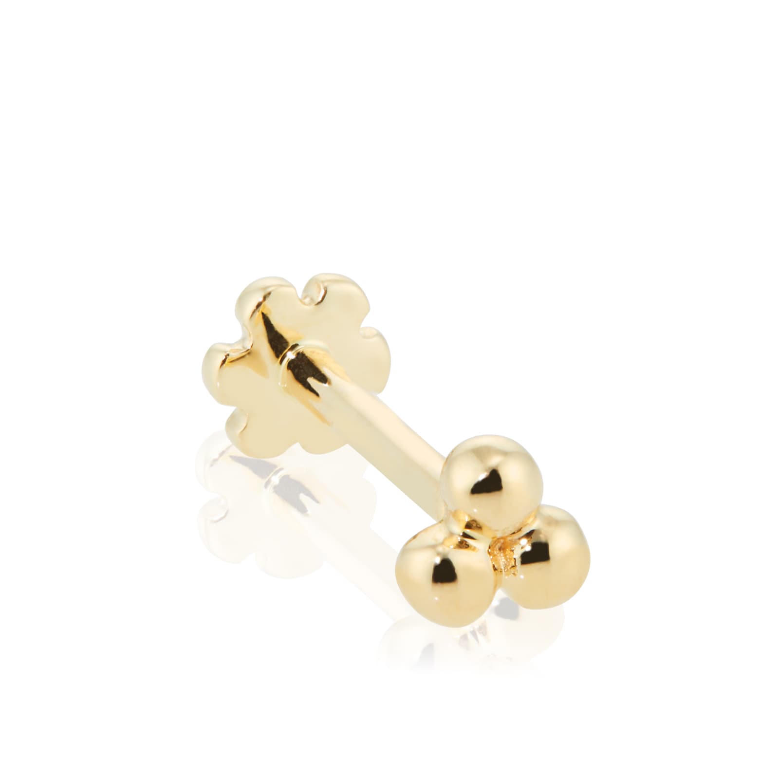 Maria Tash 14ct Yellow Gold Ball Trinity Ball Single Threaded Stud Earring