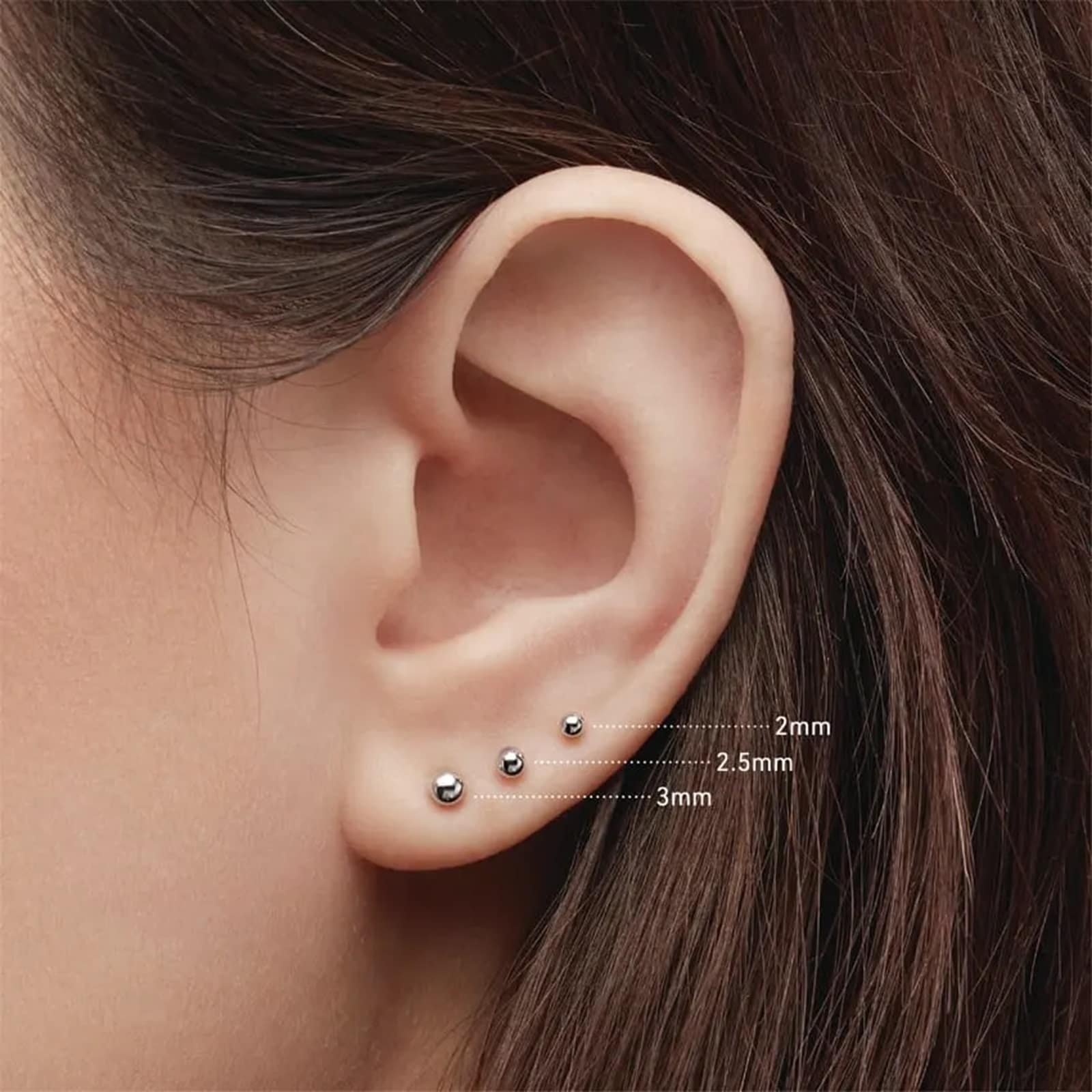 Maria Tash 14ct White Gold Ball Single Threaded Stud Earring Maria Tash 14ct White Gold Ball Single Threaded Stud Earring