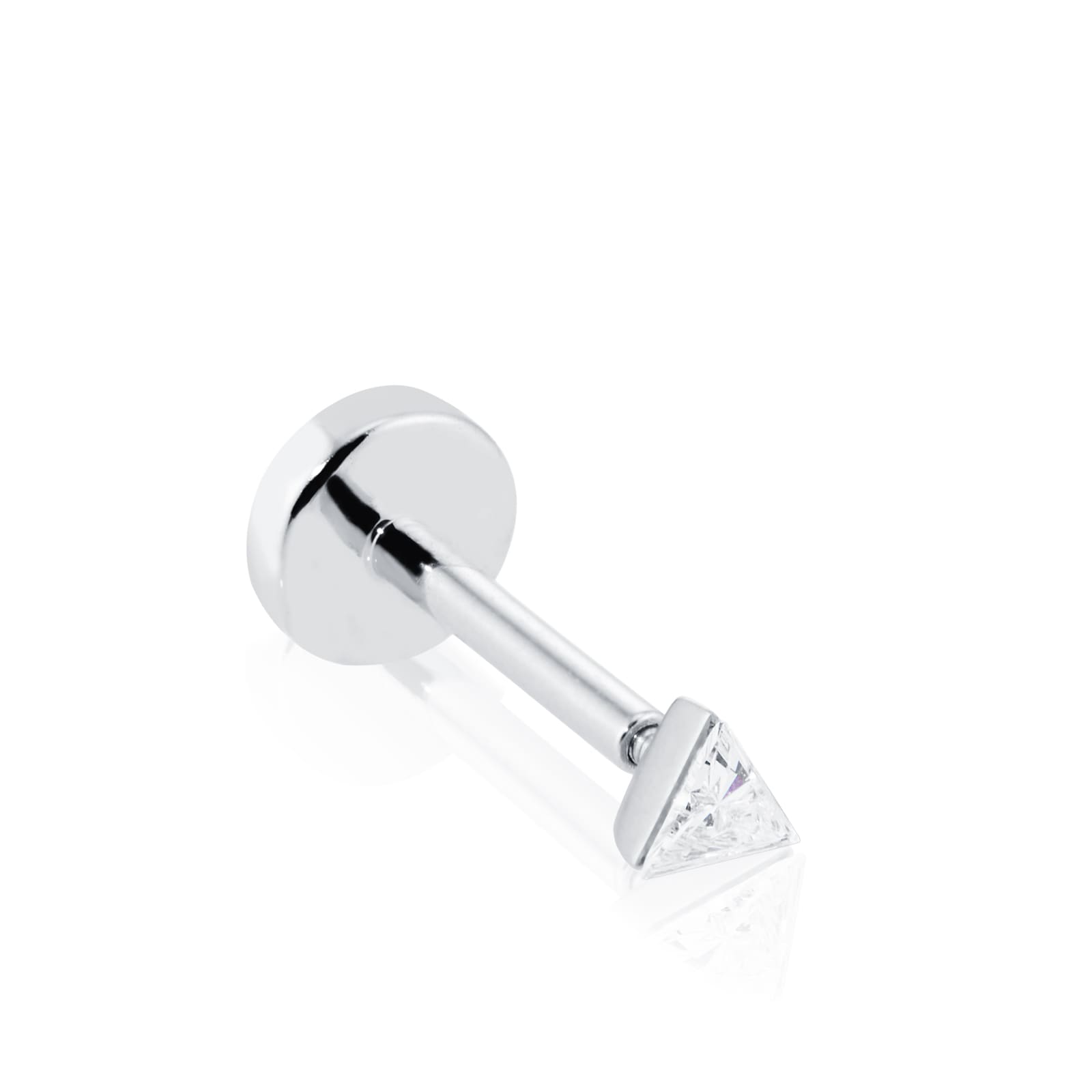 Maria Tash 18ct White Gold Triangle 0.03ct Diamond Single Threaded Stud Earring
