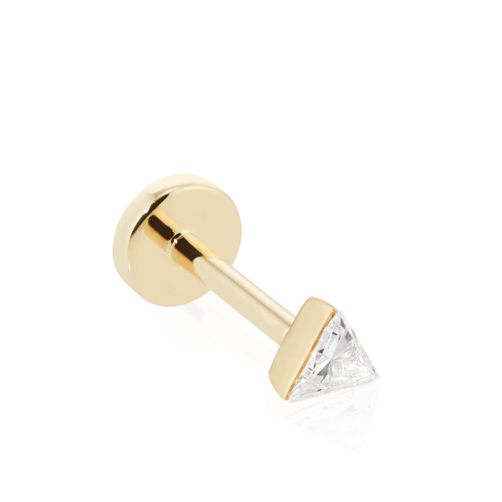 Maria Tash 18ct Yellow Gold Triangle 0.05ct Diamond Single Threaded Stud Earring