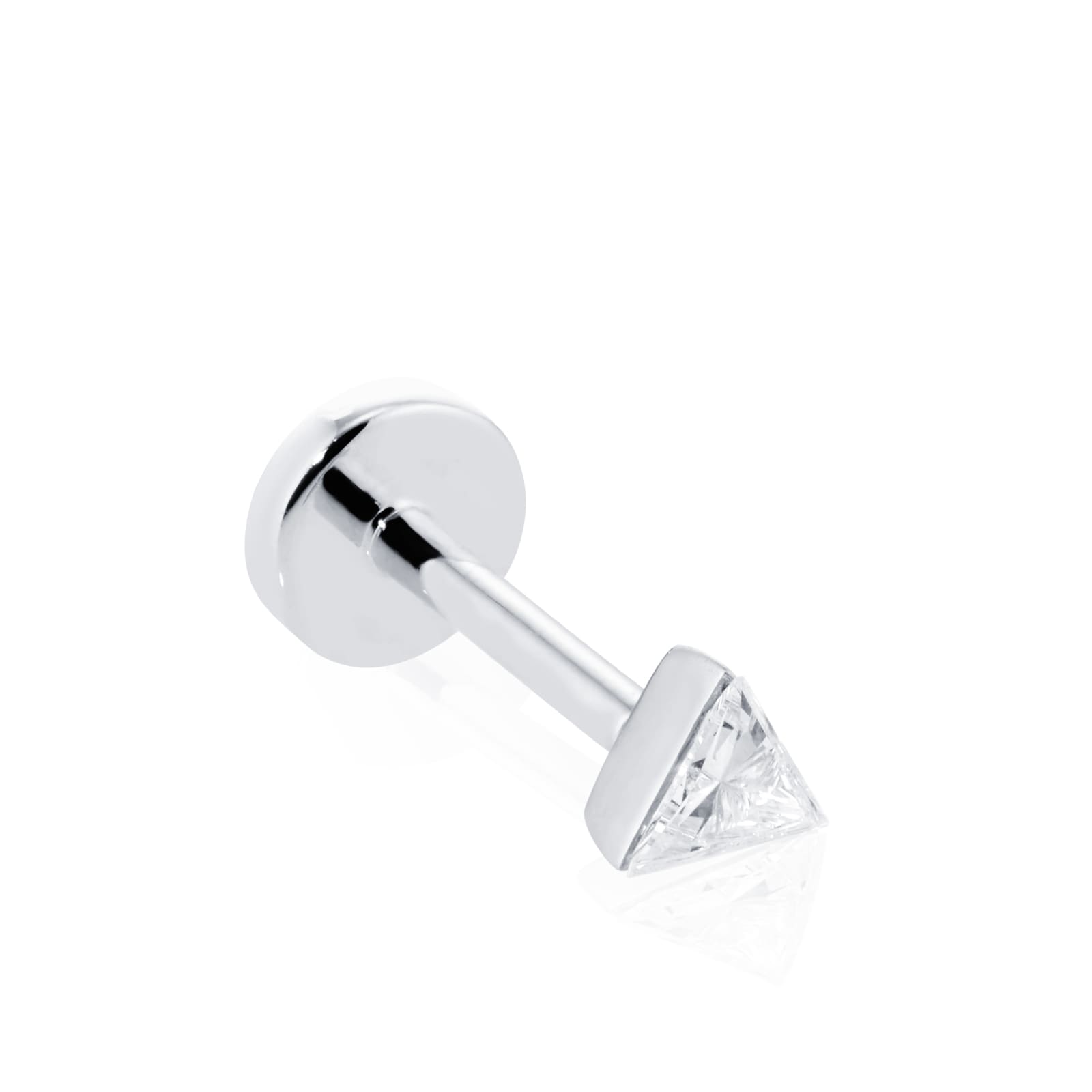Maria Tash 18ct White Gold Triangle 0.05ct Diamond Single Threaded Stud Earring