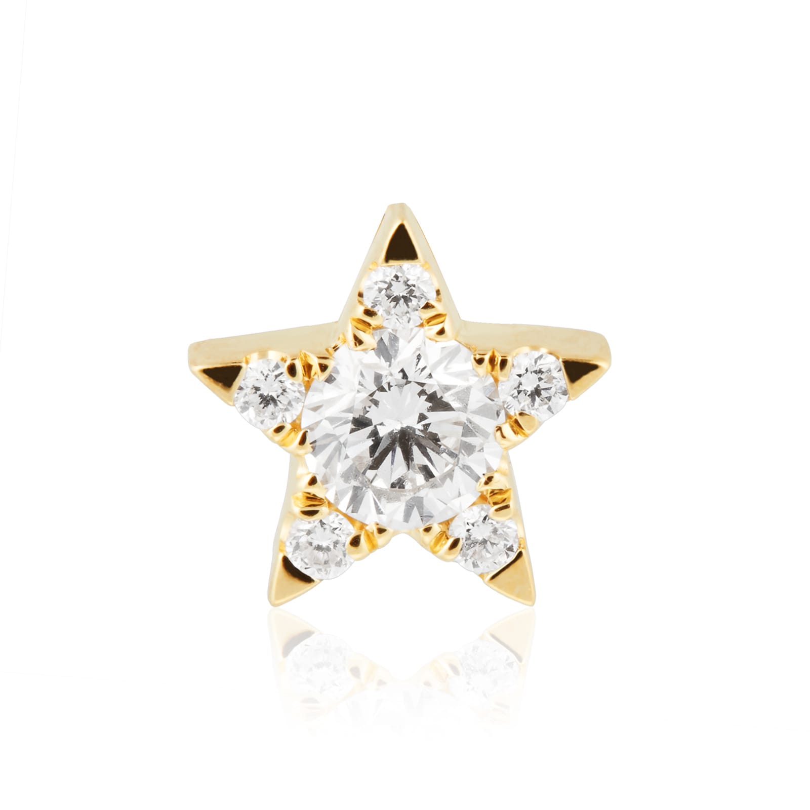 Maria Tash 18ct Yellow Gold 0.12ct Diamond Star Single Threaded Stud Earring